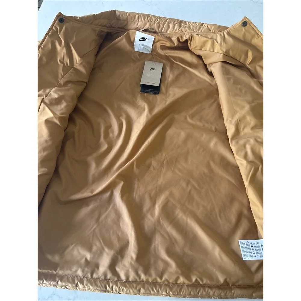 Nike Club Therma-FIT Mens M Brown Lightweight Quilted Jacket FZ0634-224 Snap NWT